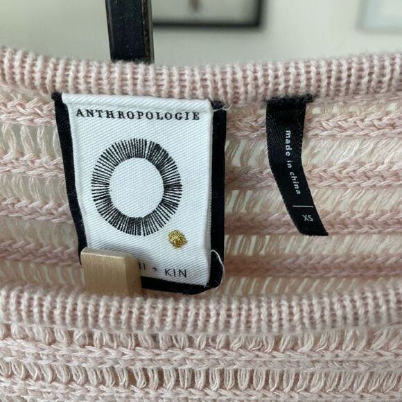 Anthropologie Akemi Kin Blush Pink Fringe Sweater XS - Picture 5 of 9